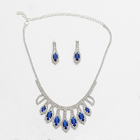 Bridal Wedding Jewelry Set with Tassel Crystal Necklace and Earrings N385