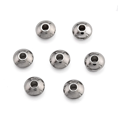 Perles rondes plates 304 en acier inoxydable, 8x4mm, Trou: 2mm
