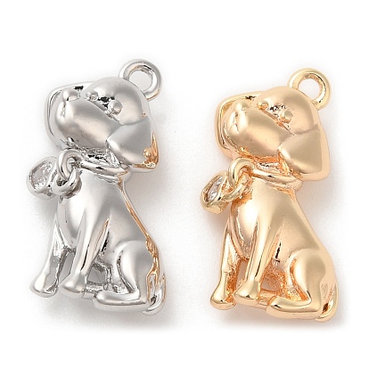 Brass with Glass Pendants, Dog & Heart Charm