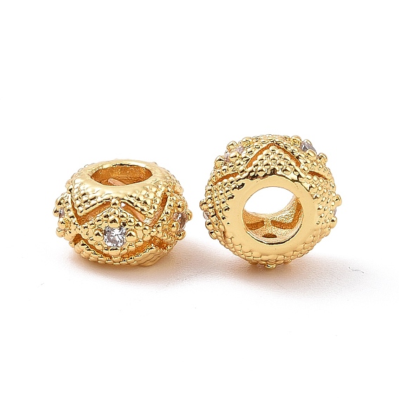 Brass Rhinestones Beads, Long-Lasting Plated, Flat Round with Rhombus