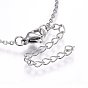 304 Stainless Steel Pendant Necklaces, with Cubic Zirconia, Clear, Flat Round