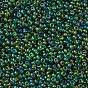 Grade A Round Glass Seed Beads, Transparent Frosted Style, AB Color Plated