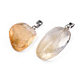 Natural Citrine Pendants, with Brass Findings, Nuggets
