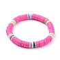 Bracelets d'enfants, bracelets élastiques faits à la main de perles heishi en pâte polymère