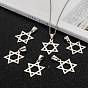 Boy Jewelry Original Color 201 Stainless Steel Pentagram Pendants, for Jewish, Star of David, 32x25x1.5mm, Hole: 4x9mm
