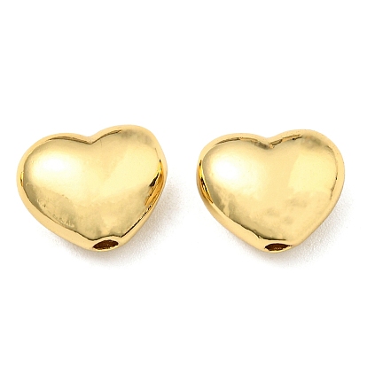Brass Beads, Long-Lasting Plated, Lead Free & Cadmium Free, Heart