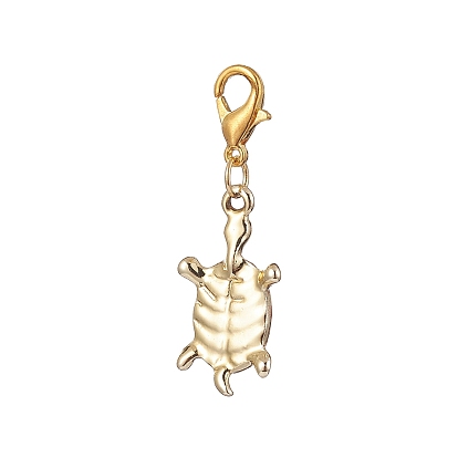 Tortoise Alloy Enamel Pendant Decorations, Zinc Alloy Lobster Claw Clasps Charm, Clip-on Charms, for Keychain, Purse, Backpack