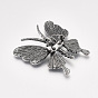 Concha de abulón / broches de concha de paua / colgantes, con hallazgos de aleación y fondo de resina, mariposa, plata antigua