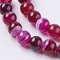 Natural Striped Agate/Banded Agate Beads Strands, Dyed, Round, Grade A, 10mm, Hole: 1.2mm