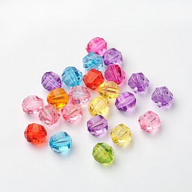 Transparent Acrylic Beads, Faceted Oval