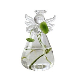 Прозрачная стеклянная ваза ангела, гидропонный контейнер для цветов, для украшения дома