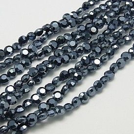 Perles en verre electroplate, facette, plat rond, 6x4mm, Trou: 1mm