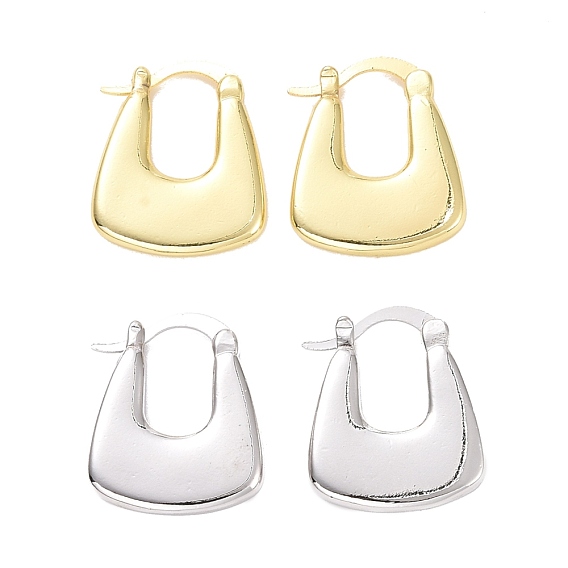 Brass Chunky Rectangle Hoop Earrings for Women, Cadmium Free & Lead Free