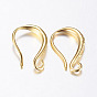 Brass Earring Hooks, Ear Wire, with Horizontal Loop, Long-Lasting Plated