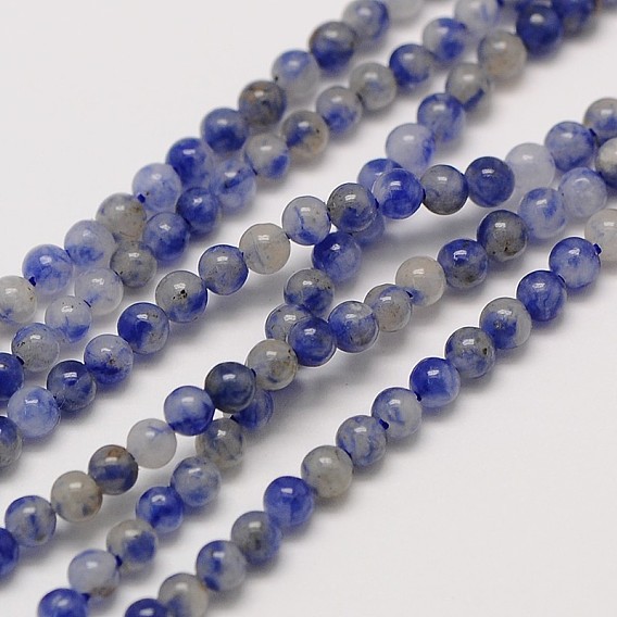 Pierre gemme naturelle tache bleue jaspe perles rondes