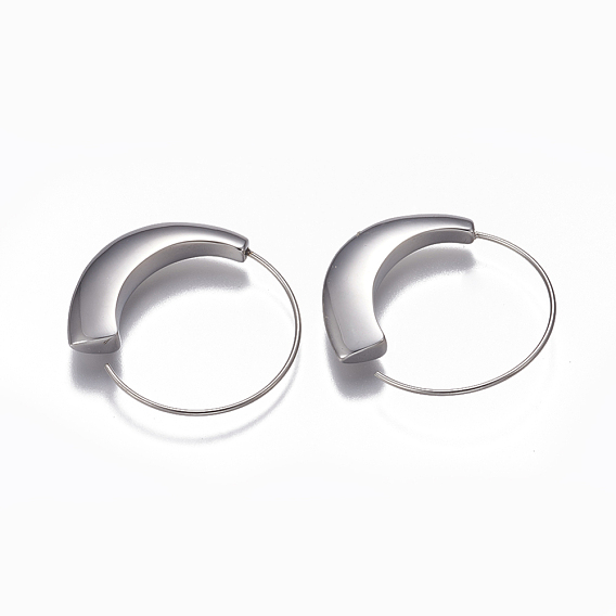 304 Stainless Steel Hoop Earrings, Hypoallergenic Earrings, Curved