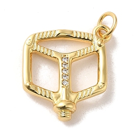 Brass Cubic Zirconia Pendants, with Jump Ring, Cube