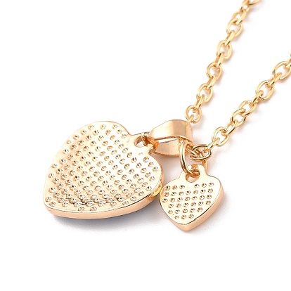 BFF/Best Friends Forever Alloy Pendant Necklaces, Enamel Glitter Powder Heart Necklace, Golden