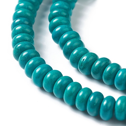 Perles synthétiques turquoise brins, teint, disque / plat rond, perles heishi