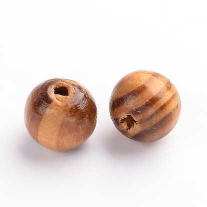 Des perles en bois naturel, teint, sans plomb, ronde