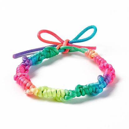 Colorful Polyester Braided Cord Bracelet, Adjustable Bracelet for Women