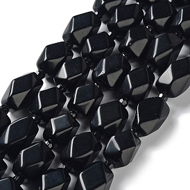 Obsidienne naturelle perles brins, avec des perles de rocaille, facette, losange