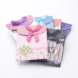Forfaits de la Saint-Valentin petits sacs à provisions en papier, rectangle avec bowknot, 10.5x7.5 cm