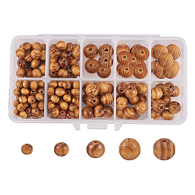 Cuentas de madera naturales, rondo
