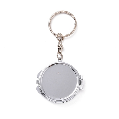 Porte-clés miroir pliant en fer, miroir de poche compact portable de voyage, base vierge pour artisanat en résine uv