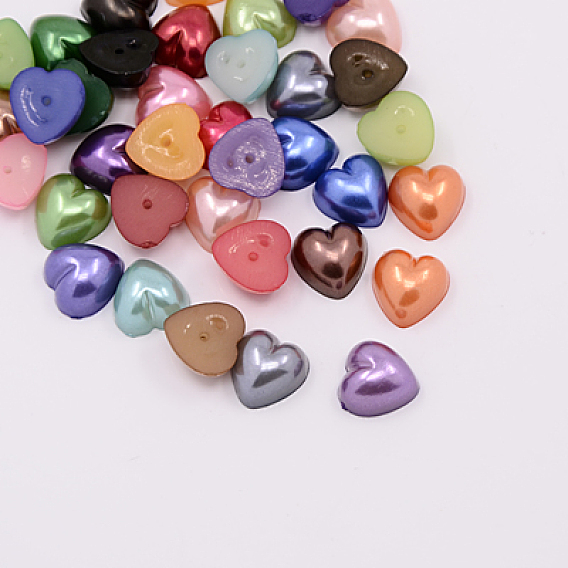 Imitation acrylique cabochons de perles, teint, cœur