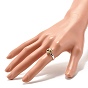 Полукруглое регулируемое кольцо из смешанных натуральных и синтетических камней, твердое латунное кольцо для женщин, платина