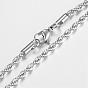 201 Stainless Steel Rope Chain Necklaces, with Lobster Claw Clasps