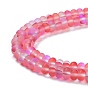 Frosted Transparent Glass Beads Strands, Rondelle
