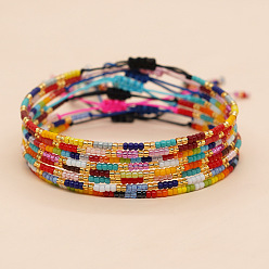 Bracelet bohème coloré en perles de riz fines pour couples avec perles mélangées uniques