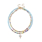 2шт 2 набор ожерелий из стеклянных жемчужных бус, ожерелья шарма шарика эмали сплава для женщин