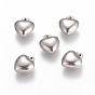 304 Stainless Steel Charms, Puffed Heart, 11x10x6mm, Hole: 1.5mm