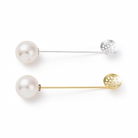 Brass Lapel Pin Base Settings, with Sieve Tray and Plastic Imitation Pearl Beads