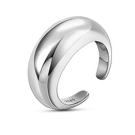 SHEGRACE 925 Sterling Silver Cuff Rings, Open Rings, with 925 Stamp