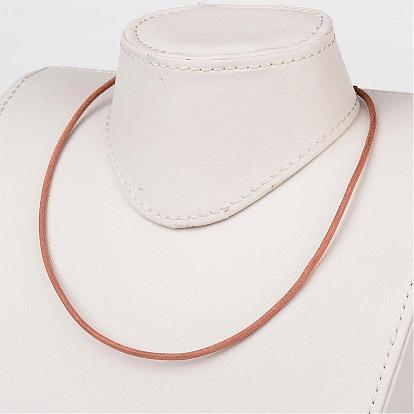 Cuero cable de la toma de collar, con langosta cierres de latón, 18.1 pulgada, 3 mm