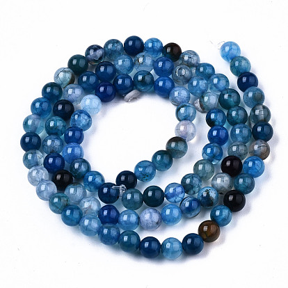 Natural Crackle Agate Beads Strands,  Dyed, Round