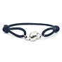 316L Surgical Stainless Steel Handcuff Link Bracelet, Polyester Braided Cord Adjustable Bracelet for Men Women