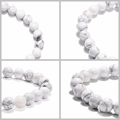 Природных драгоценных камней эластичные браслеты, с Говлит и эластичным шнуром, 52 мм