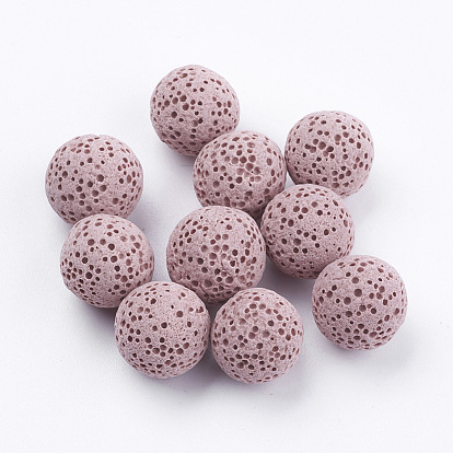 Perles de pierre de lave naturelle non cirées, pour perles d'huile essentielle de parfum, perles d'aromathérapie, teint, ronde, pas de trous / non percés