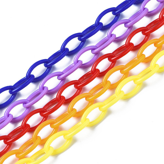 Handmade Opaque Acrylic Cable Chains, Oval