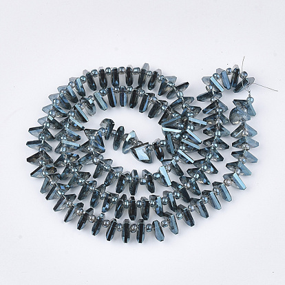 Electroplate Glass Beads Strands, Faceted, Fan