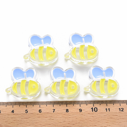 Perles acryliques transparentes, avec l'émail, abeille