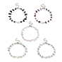 Natural Gemstone Beaded Anklets, with 304 Stainless Steel Findings and Natural Cultured Freshwater Pearl