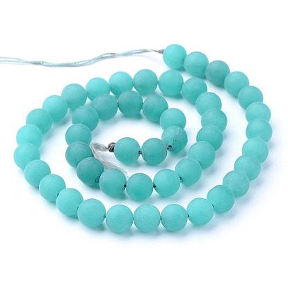 Frosted Dyed Round Natural White Jade Beads Strands