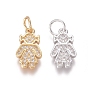 Brass Micro Pave Clear Cubic Zirconia Charms, with Jump Rings, Girl