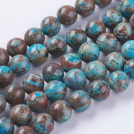 Perlas naturales crisocola hebras, rondo, teñido y climatizada